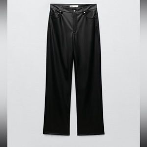 Zara Black ‘90s Wide Leg Leather Pants